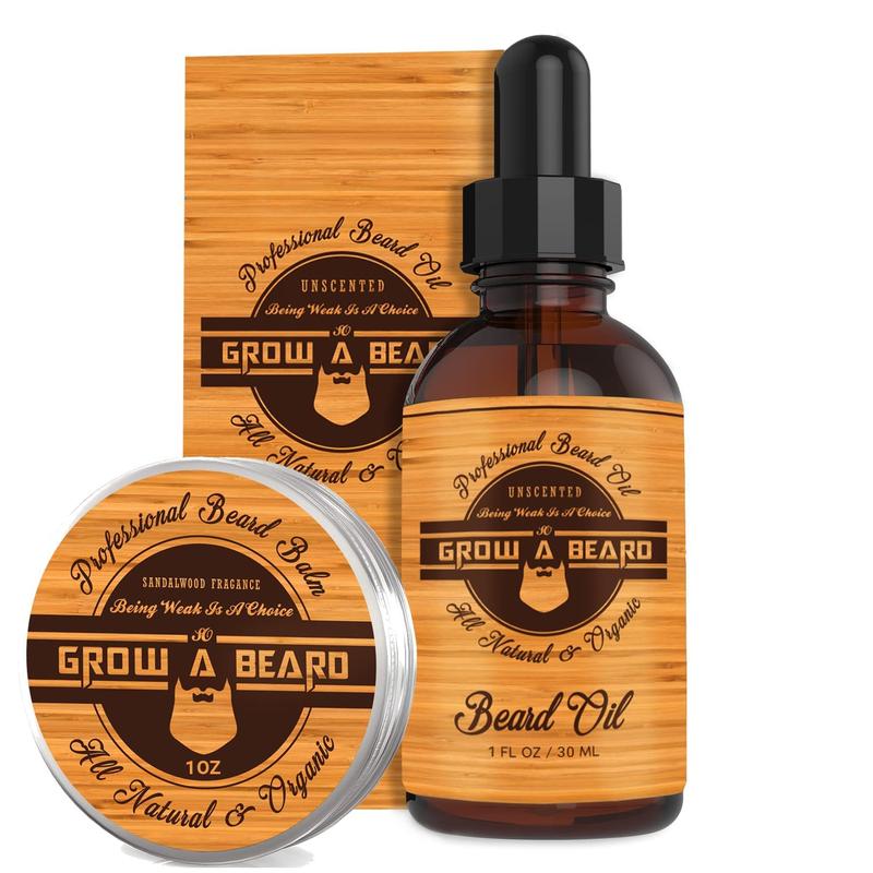 Beard Straightener Grooming Kit for Men, 2 fl oz Beard Oil, Sandalwood Balm, Beard Wash, Conditioner, Brush & Comb, Razor, and E-Book (Bamboo)