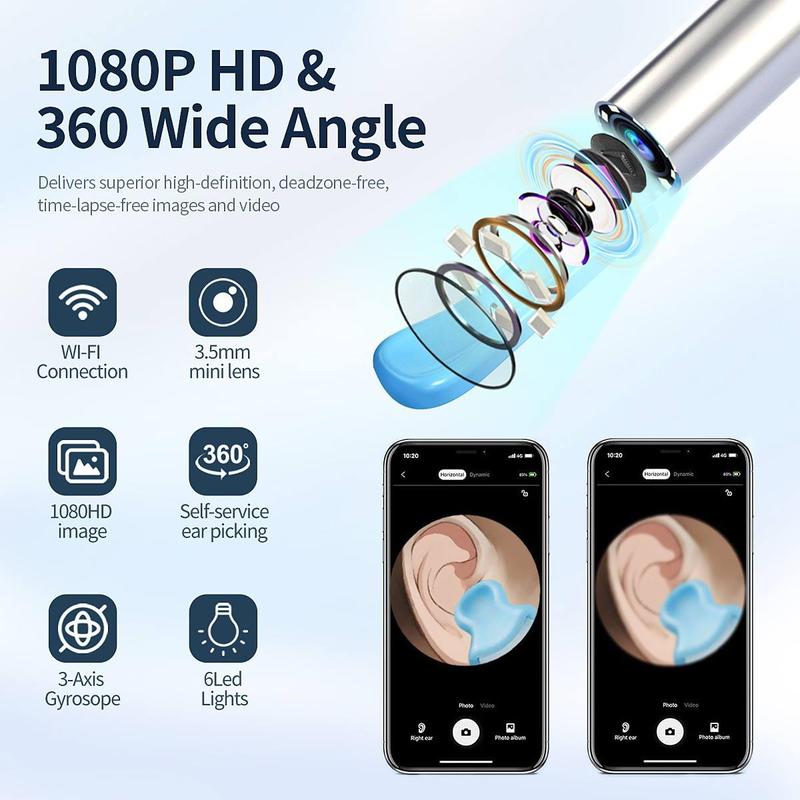 Intelligent Visual Ear Scoop Kit, 1 Set Ear Wax Removal Kit with Camera, Ear Cleaner with 6 LED Lights, Earwax Removal Tool for Daily Use, Christmas Gift
