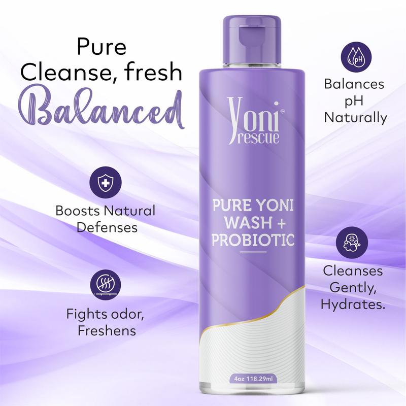 Pure Probiotic+ Yoni Wash, 4oz,  Daily use  gel based Wash, Reduce Odor, balance pH level, antibacterial , increase comfort by Yoni Rescue intimatewash for