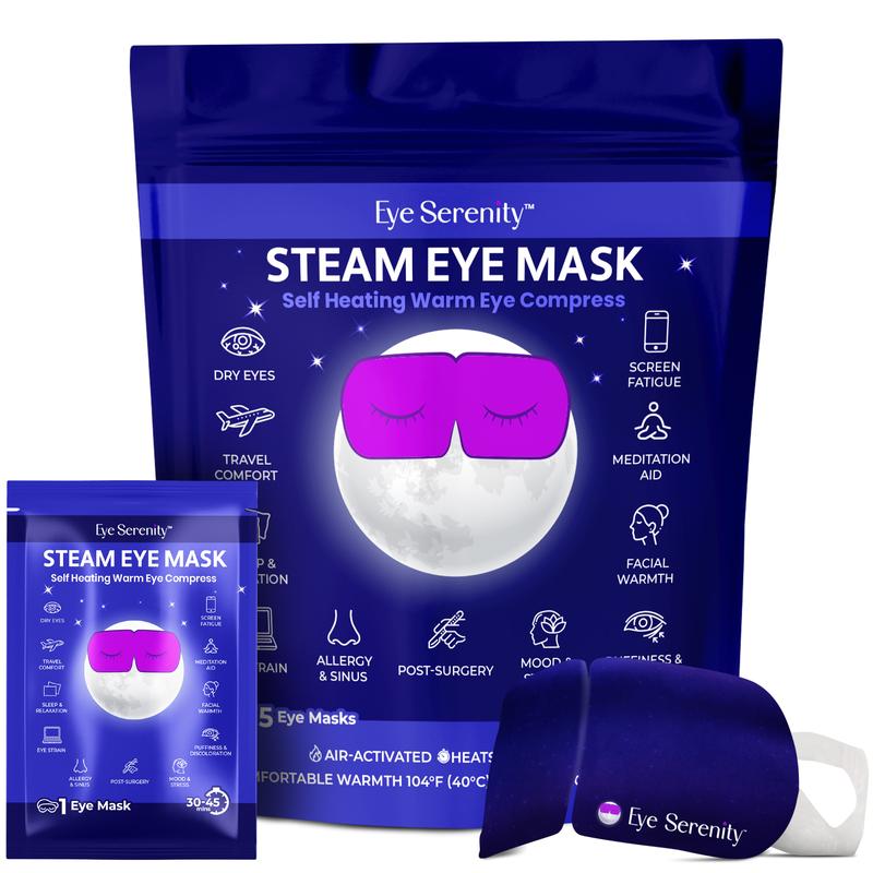 Eye Serenity Self Heating Warm Compress for Dry Eyes, Sleep, Screen Fatigue, Meditation Mask Calming Eye Mask Facial Soothing