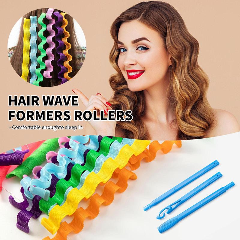 Heatless Spiral Hair Curlers Set for Long Hair (27pcs set), 24pcs No Heat Curls Hair Rollers & 3 Counts Manual Hair Styling Tools for Women & Girls