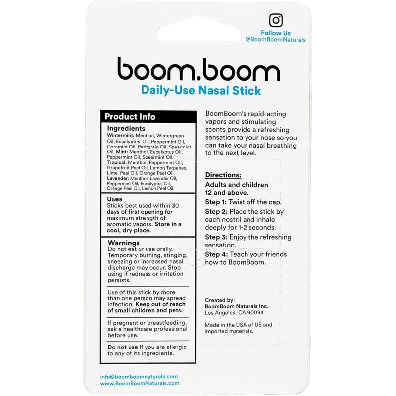 Nasal Stick inhalers (4 Pack) Boom Boom Powerful Essential Oil Vapors  Featured on Shark Tank  Breathe In Life Carrier & Essential Oils,for nic  sleep boomboom nasal