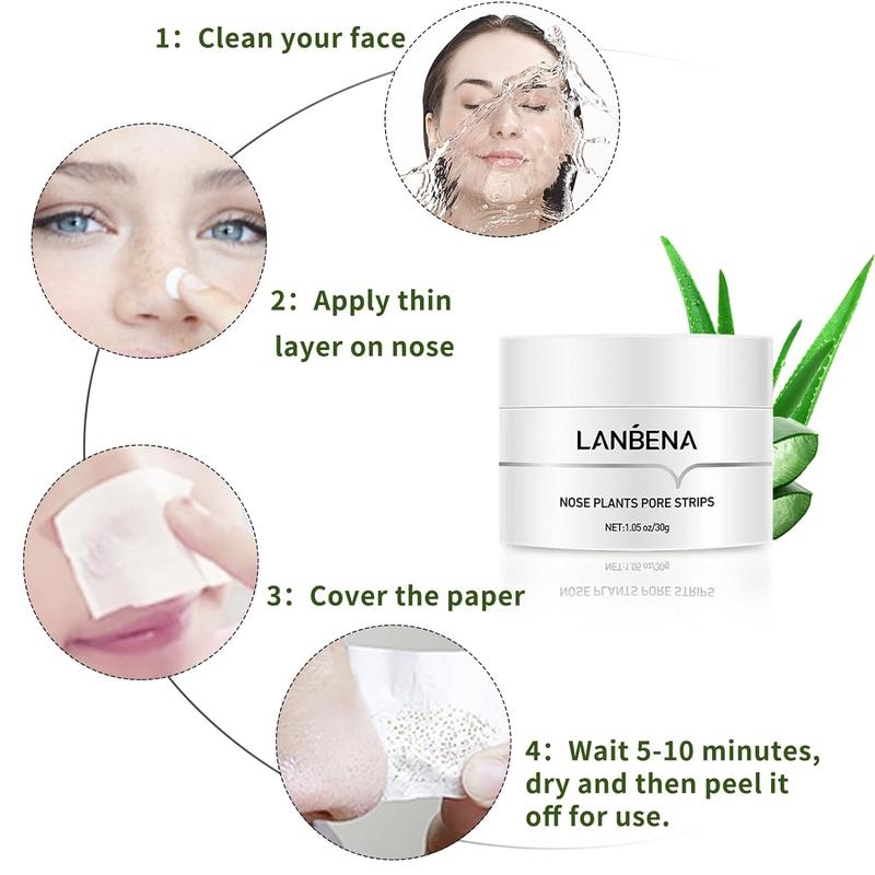 LANBENA Blackhead Remover Mask NosePhyto Pore Strips, Pore CleansingPurifying Exfoliating Mask Phyto AloeVera Blackhead Removal Mask FacialPeeling Nose Strip Acne Deep Cleansing30g 60 Sheets Skincare Comfort