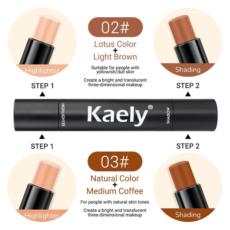4 Color Highlighter Contour Stick,Cream Contour Palette Kit for Beginners,Bronzer Contouring Sticks,contorno maquillaje para mujer en oferta,Concealer Stick Primer Face Makeup Brightener,02+03