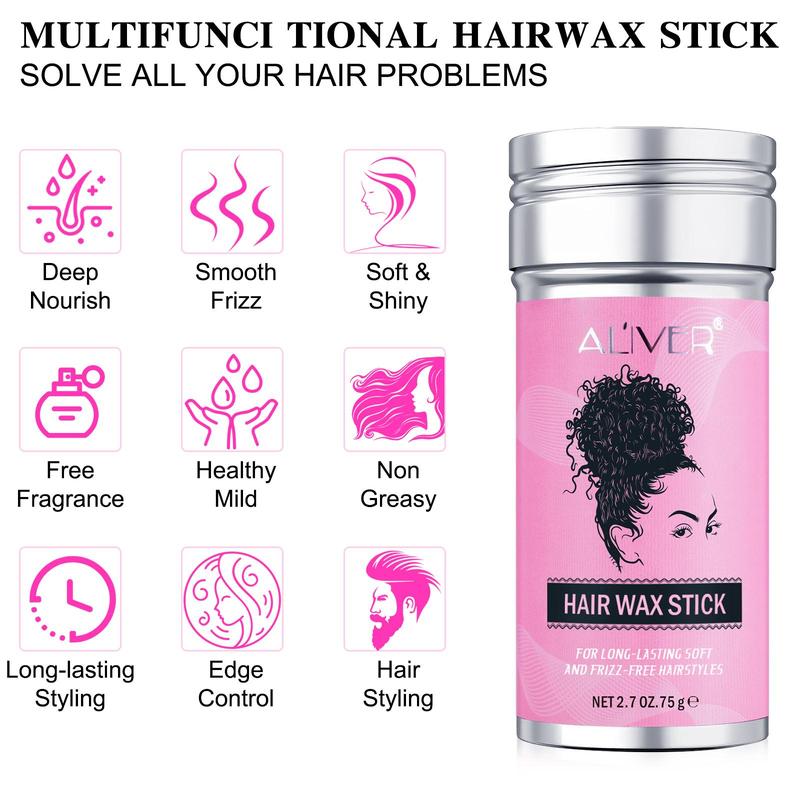 Hair Wax Stick with 3 Counts Comb, Long-lasting Styling Hair Wax Stick, Non-greasy Hair Styling Product for Women & Men