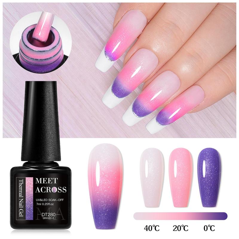 Color Changing Gel Nail Polish Set, 12pcs set Temperature Changing Semi Permanent Nail Art Gel Varnish, Nail Art & Nail Polish for Women & Girls