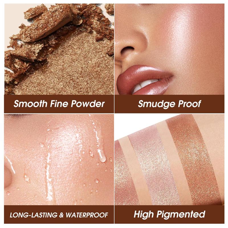 5 Color Brightening Highlighter Palette, Contour Palette, Makeup Palette, Long Lasting Highlighter Powder, Soft and Lightweight Highlight Powder