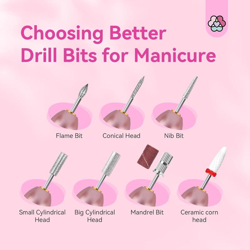 Electric Nail Drill - Electric Nail File Efile Nail Drill Professional Manicure with 6PCS Nail Drill Bits