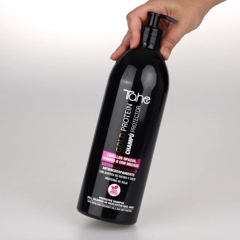 Tahe Gold Protein Kit For Colored Hair - Shampoo 1000ml + Mask 1000ml + Styling Cream 100ml + Laminate Gold Oil 60ml