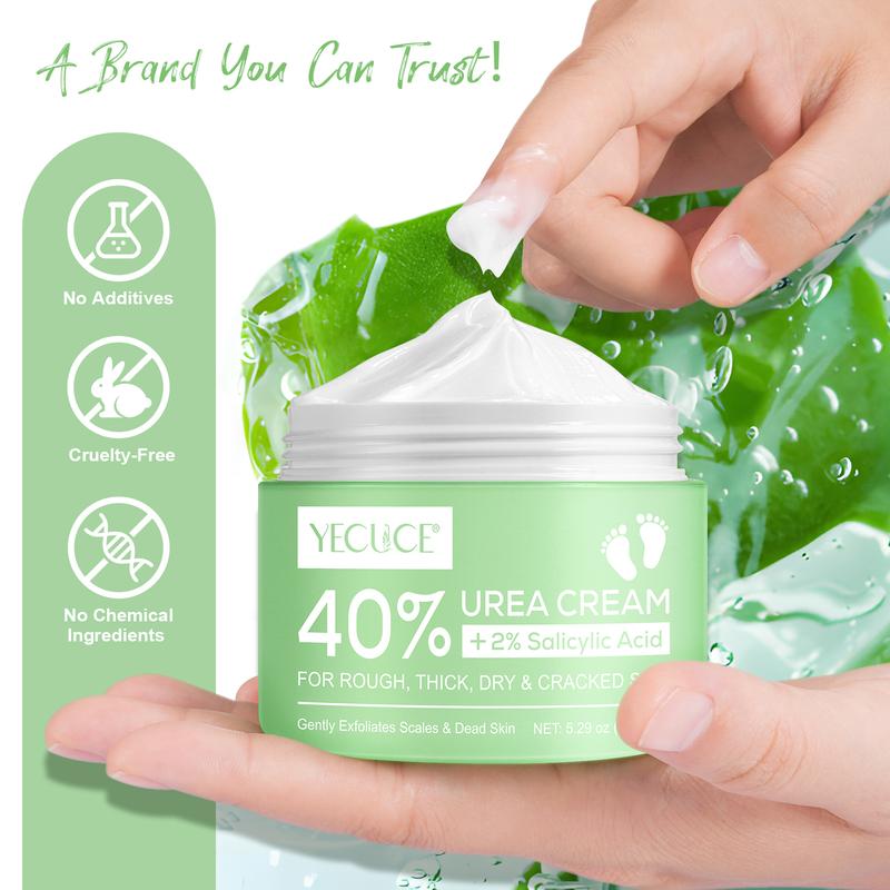 YECUCE 40% Urea Cream +2% Salicylic Acid , Hyaluronic Acid Moisturizing,  Foot Cream & Hand Cream Maximum Strength with Tea Tree & Aloe Vera For Deep Moisturizes Exfoliation,  Callus Remove, Hydrate Callus Remover & Soften For AIl Skin Types Jojoba Nails