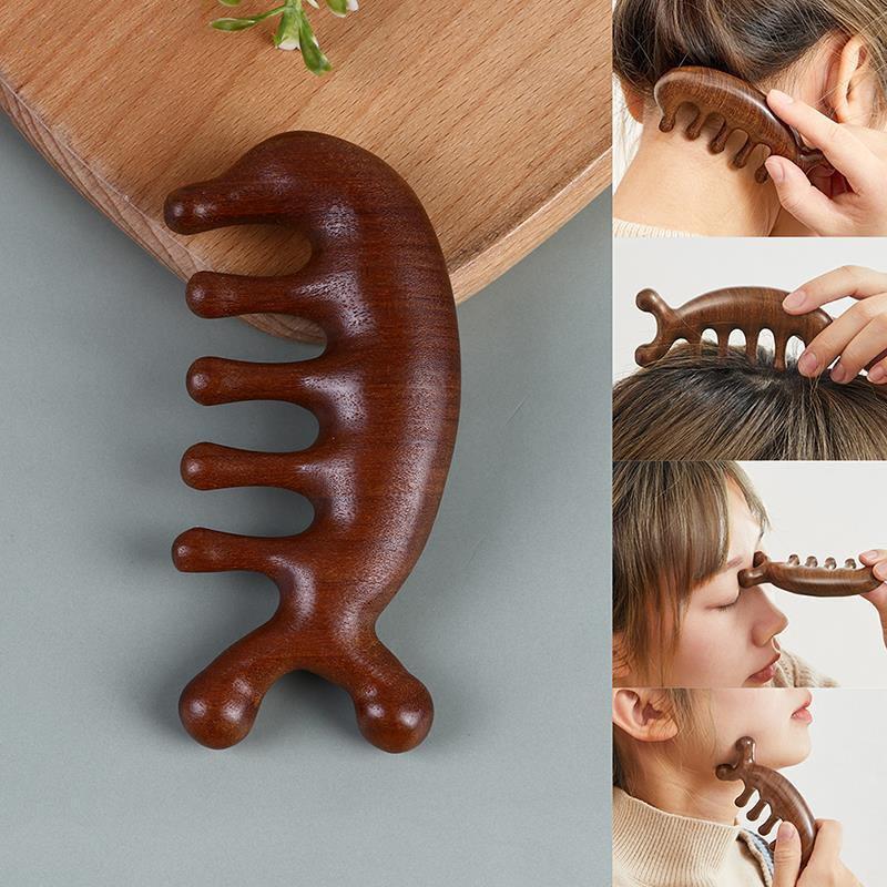 Wooden Five Tooth Massage Comb, Manual Massage Tool for Body & Head, Small Dolphin Meridian Massage Comb, Portable Massage Tool for Home & Travel