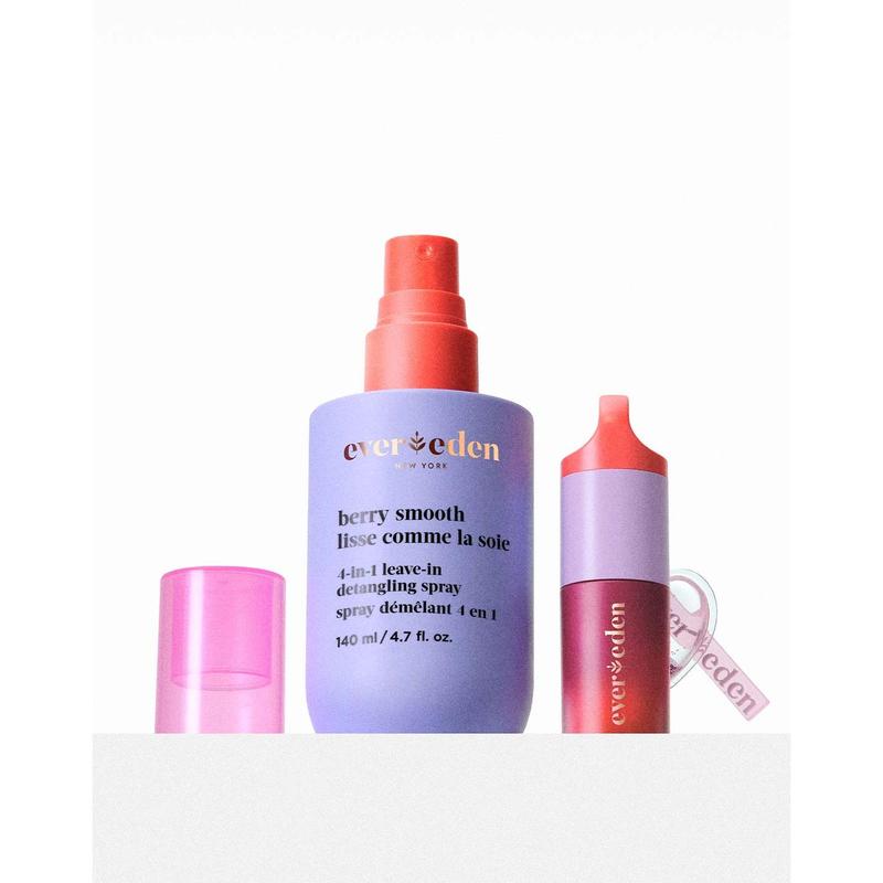 Evereden Gloss & Go Duo - Safe Ingredients for Glossy Hair & Lips - Berry Smooth Detangling Spray & Tinted Lip Oil - Detangles, Conditions, Adds Shine