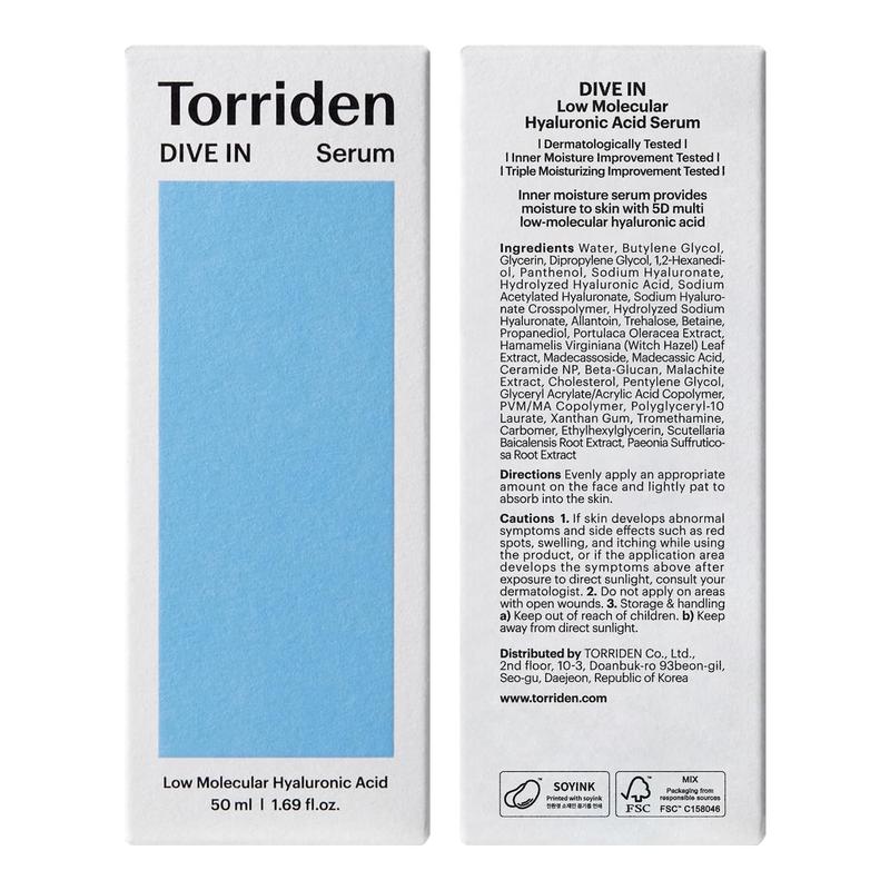 Torriden DIVE-IN Low-Molecular Hydrating Lightweight Hyaluronic Acid Serum Dewy, 50ml Korean Beauty #Skincare #Kbeauty