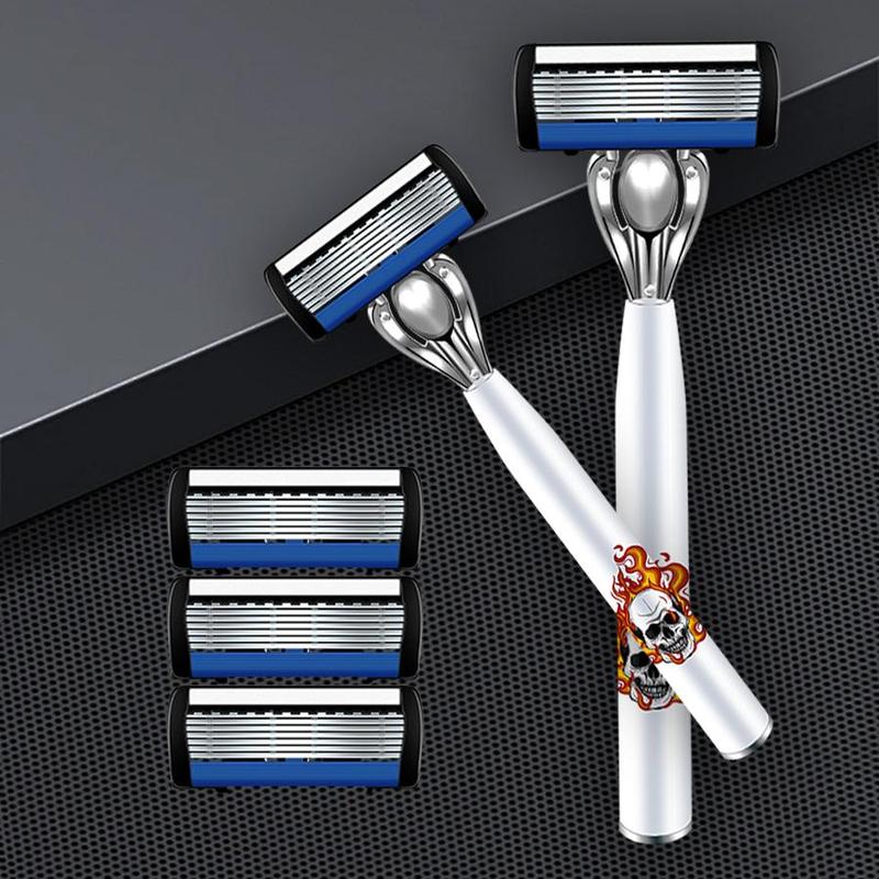 Men's Classic 7 Layer Blade Razor Set, 1 Set Ergonomic Non-slip Handle Razor with Replacement Razor Blade, Safety Razor for Men, Christmas Gift