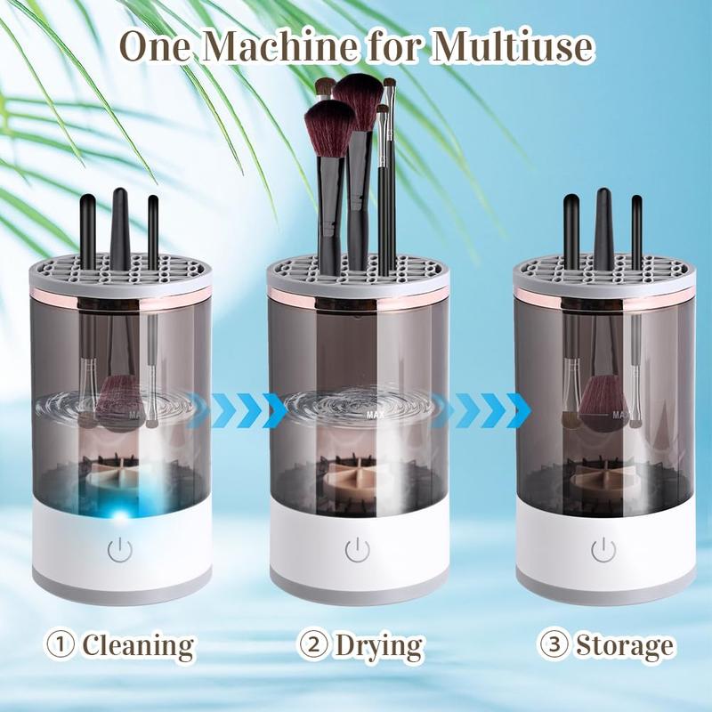 Electric Makeup Brush Cleaner, 3 in 1 USB Makeup Brush Cleaner Machine, Makeup Brush Cleaning Tool with Brush Cleaning Pad, Ideal Gifts for Women