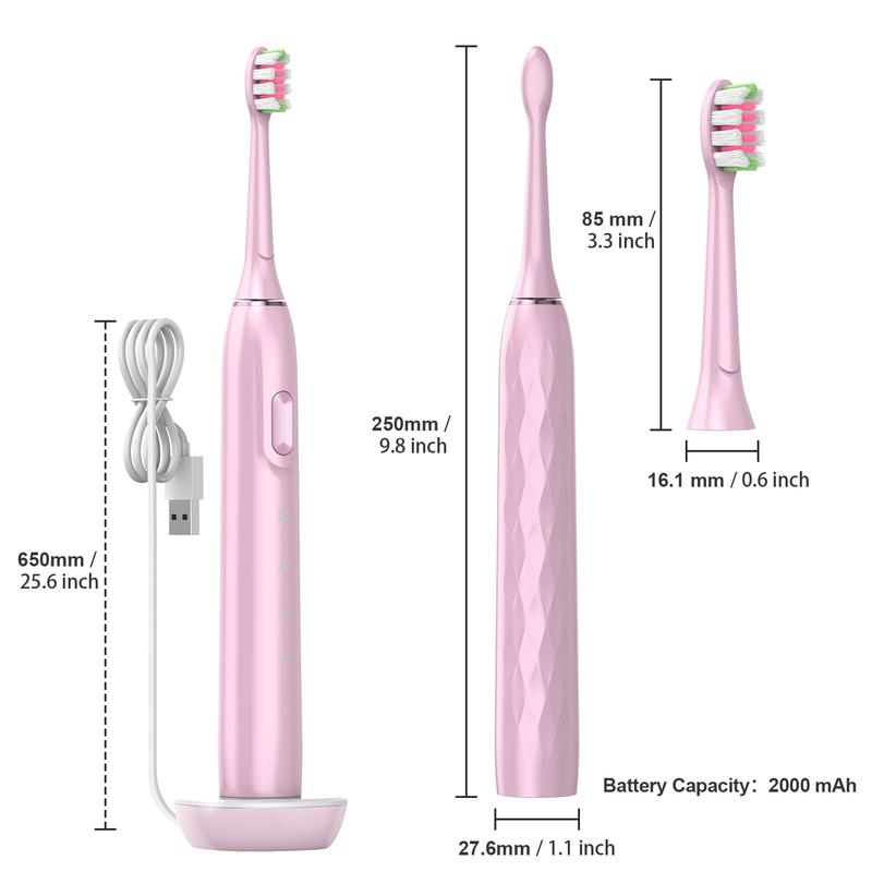 Joyye Electric Toothbrush with 4 Replacement Heads, 4 Cleaning Modes, IPX7 Waterproof, Low Noise - Available in Three Colors