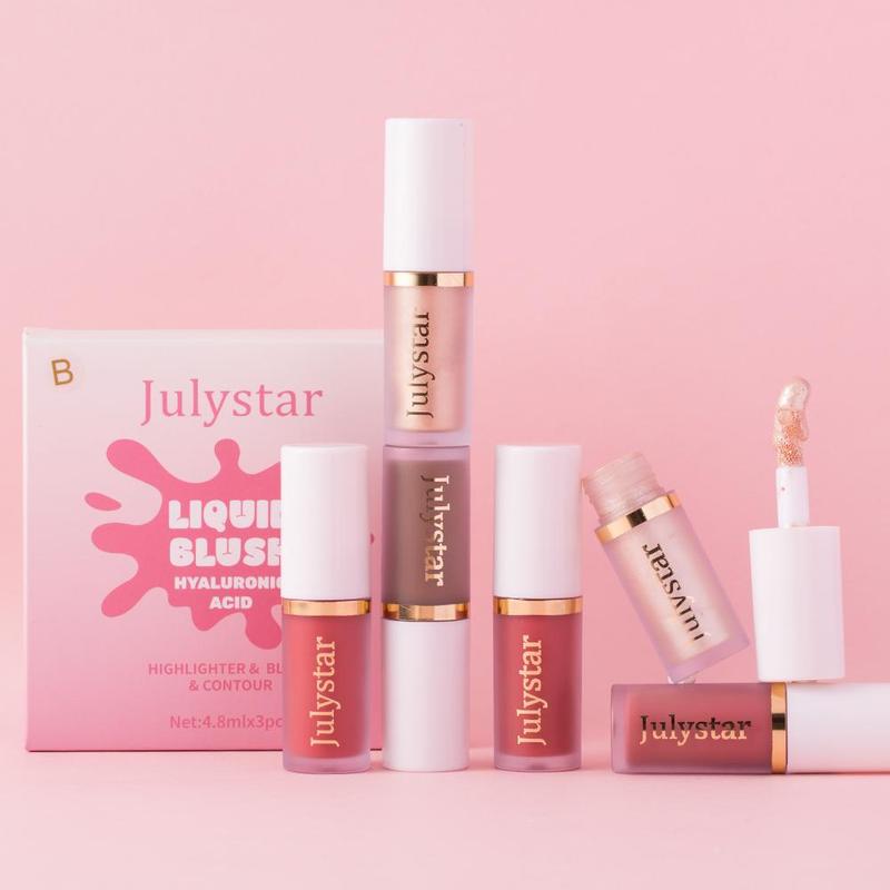 Liquid Blush Set, 3 Counts set Long Lasting Blush Stick for Christmas Gift, High Pigmented Blush, Facial Makeup Product for Women & Girls
