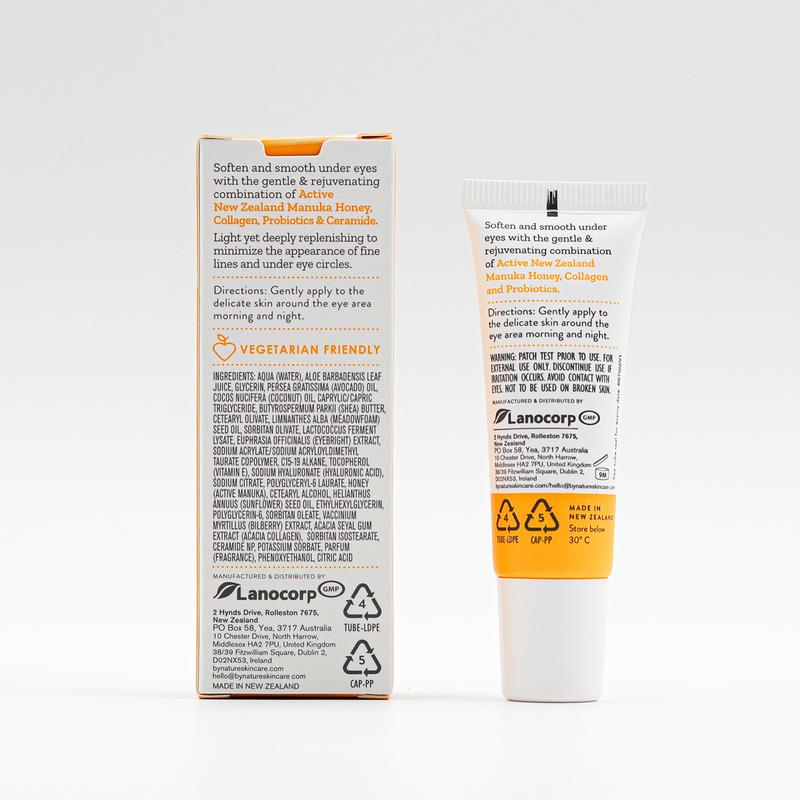 By Nature Eye Cream - Manuka Honey, Collagen, and Probiotics - Hydrating Under Eye Cream for Dark Circles, Firming and Rejuvenation - Skincare from New Zealand - .5oz