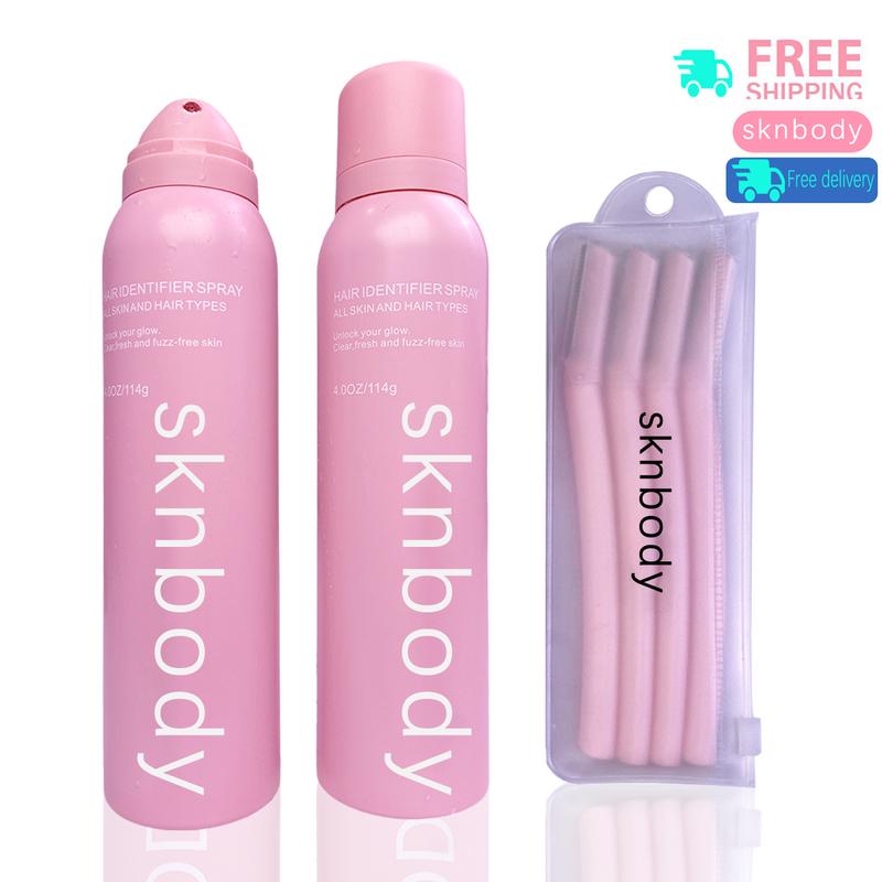 SKNBODY hair identifier spray， for face dermaplaning Shaving Woman Finishing Touch Flawless Woman Facial hair Remover Dermaplaning, Moisturizing and Removing Unwanted Hair Floral Honey Body Care Hair Removal Wax Cosmetic (spray plus razor) skinbodyhair