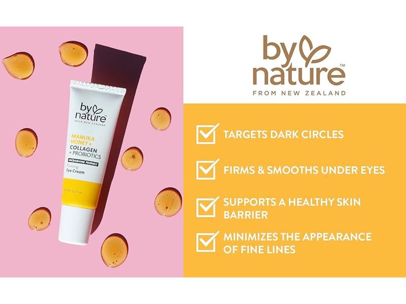 By Nature Eye Cream - Manuka Honey, Collagen, and Probiotics - Hydrating Under Eye Cream for Dark Circles, Firming and Rejuvenation - Skincare from New Zealand - .5oz