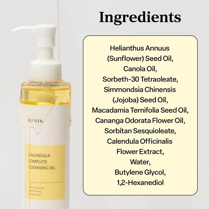 IUNIK Calendula Complete Cleansing Oil - Official Product Korean Gentle Blackhead Melting and Makeup Remover Facial Oil Cleanser (6.7 fl oz)