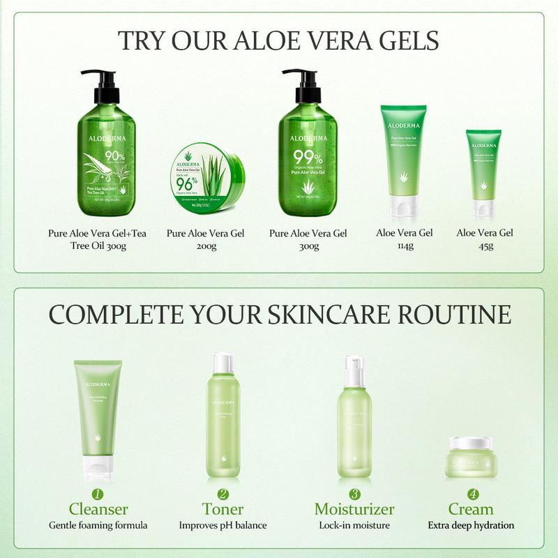 ALODERMA Pure Organic Aloe Vera Gel Made within 12 Hours of Harvest for Face, Body, Scalp, & Hair - Soothing Hydrating Aloe Gel, 7oz Gentle Skincare