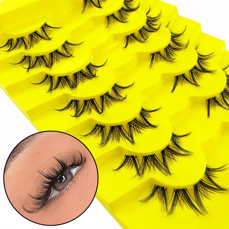 Fluffy False Eyelashes, 7 Pairs Faux Cluster Lashes, Natural Curling Eye Makeup Strip Lashes, Full Volume Eyelash for Lashes Extensions, Trending Products