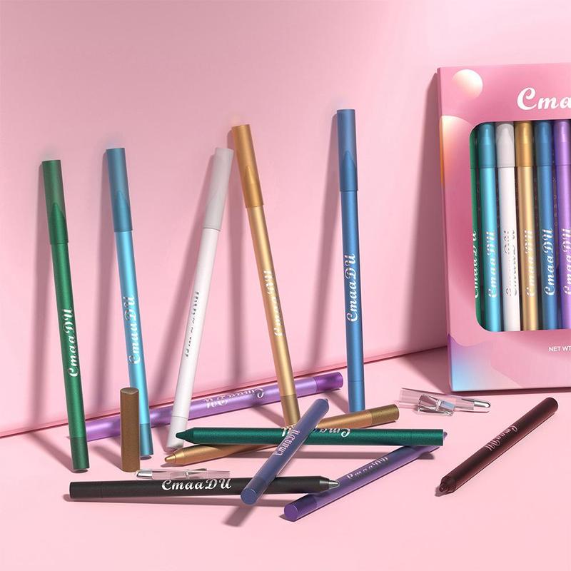 12 Colors Eyeshadow Eyeliner Pen, 12pcs set Long Lasting Eyeliner Pencil, Beauty & Personal Care Eye Makeup Tool for Women & Girls Gift