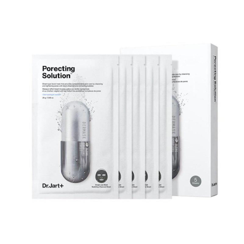 [ DR.Jart+ ] Porecting Solution Bubbling Charcoal Sheet Mask (5 Sheets) Peel Skincare Calcium Cleansing Eucalyptus Pore Care Salicylic Serum Skin Repair Comfort