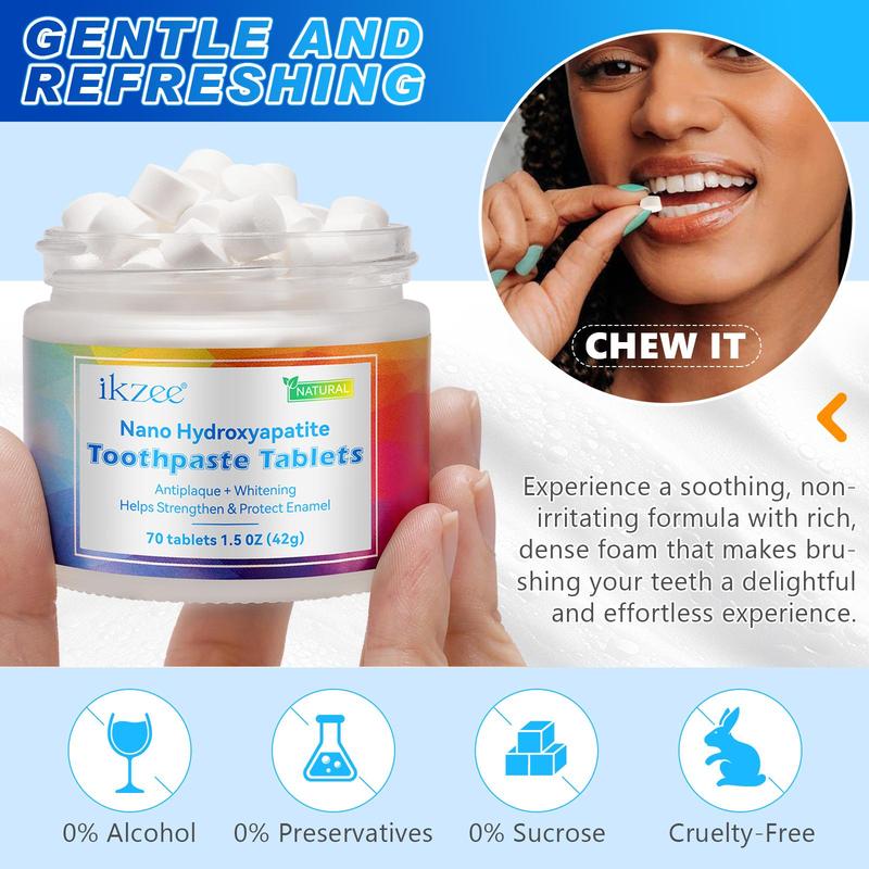 Nano Hydroxyapatite Toothpaste Tablets, 2 Boxes Freshing Toothpaste Pills, Fluoride-free Toothpaste, Oral Care Product for Travel Use
