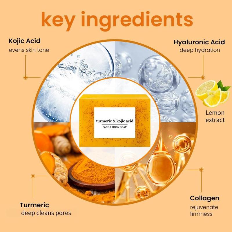 Turmeric Soap & Essential Oil Set, 1 Set Moisturizing Gentle Soap Bar & Essential Oil & Foaming Net, Multifunctional Facial & Body Care Products