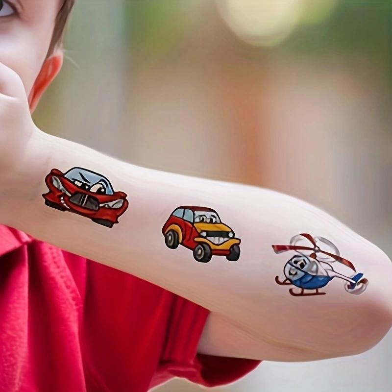 Cartoon Car Pattern Temporary Tattoo Sticker, 10pcs pack Waterproof Arm Tattoo Stickers for Children, Body Decoration for Kids & Adults