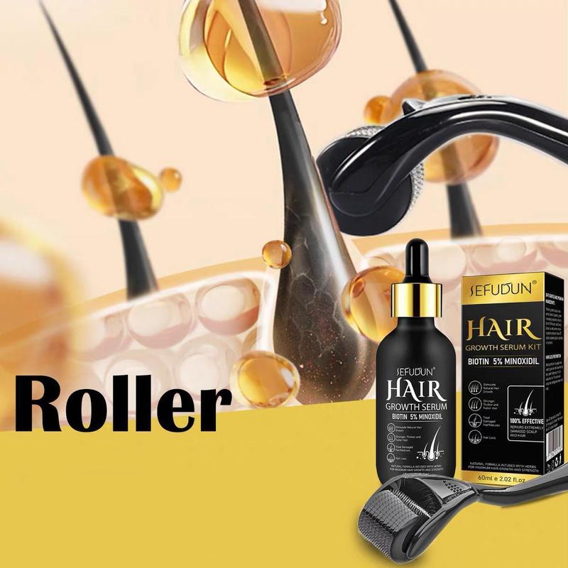Sefudun 5%  Minoxidil Hair Serum(60ml), with Hair Roller Set,  Deals for You Days