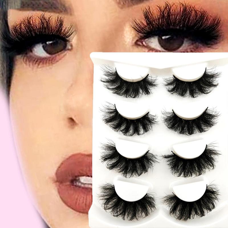 Long Fluffy Cosmetic False Eyelashes for Lash Extensions, 4 Pairs Natural Lash Strips, Curling Lashes Clusters for Lash Extensions, Summer Eye Makeup Products for Women, Lash Clusters Kit Gifts for Her, Lashes Extension Kit, Christmas Gift