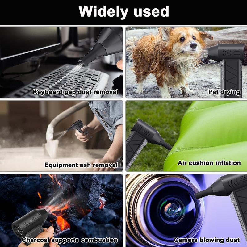 Portable Handheld Fan, USB Rechargeable High Speed Fan, Multi-functional Hair Dryer for Dust Removal, Snow Blowing, Carbon Blowing, Hair Blowing