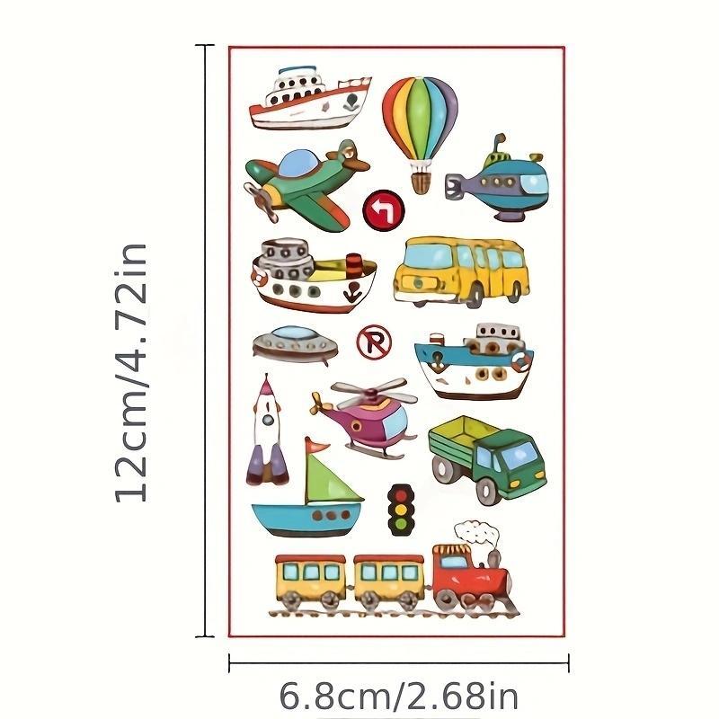 Cartoon Car Pattern Temporary Tattoo Sticker, 10pcs pack Waterproof Arm Tattoo Stickers for Children, Body Decoration for Kids & Adults