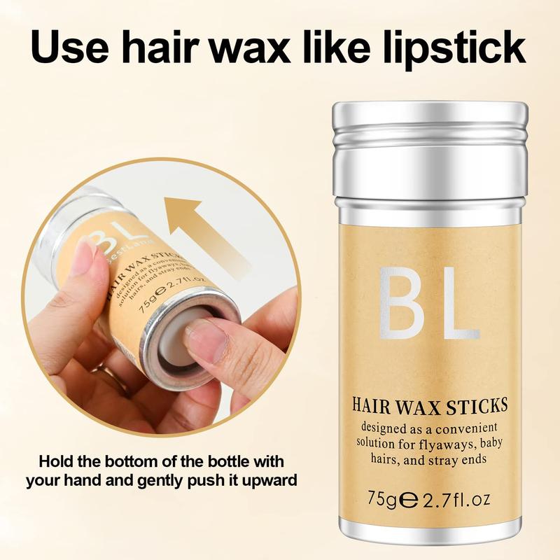 Hair Wax Stick & Slick Back Styling Kit - 4-Pack for Flyaways, Edges, & Wigs. Includes Edge Brush, Teasing Brush, & Rat Tail Comb. Perfect for Kids & Women. Stylish & Easy to Use!