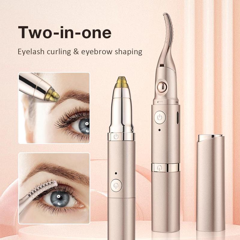 Portable Electric Eyelash Curler, 1 Box 2 in 1 Heated Eyelash Curler & Eyebrow Trimmer, 2 Temperature Control Eyelash Curler, Women's Makeup Tools