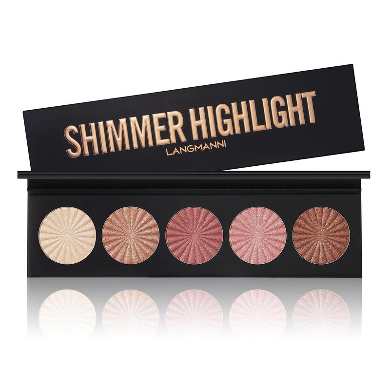 5 Color Brightening Highlighter Palette, Contour Palette, Makeup Palette, Long Lasting Highlighter Powder, Soft and Lightweight Highlight Powder