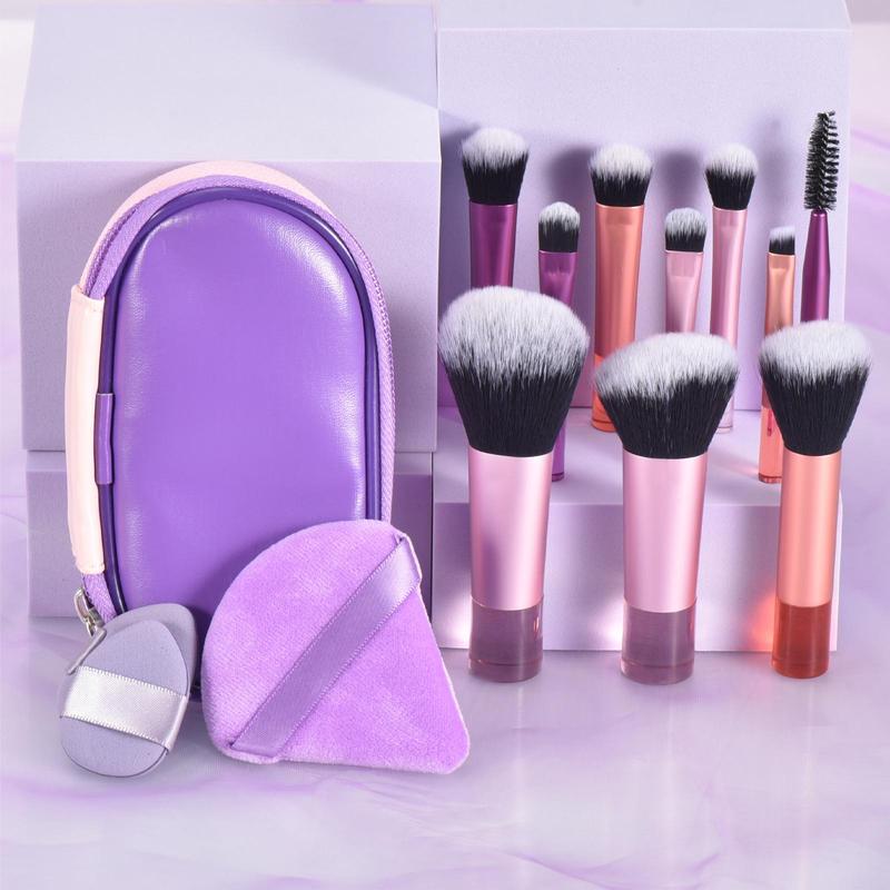 Makeup Brush Set with Storage Bag, 1 Set Professional Makeup Brush Set with Puff, Makeup Tools for Women & Girls, Travel Makeup Brush Kit, Christmas Gift