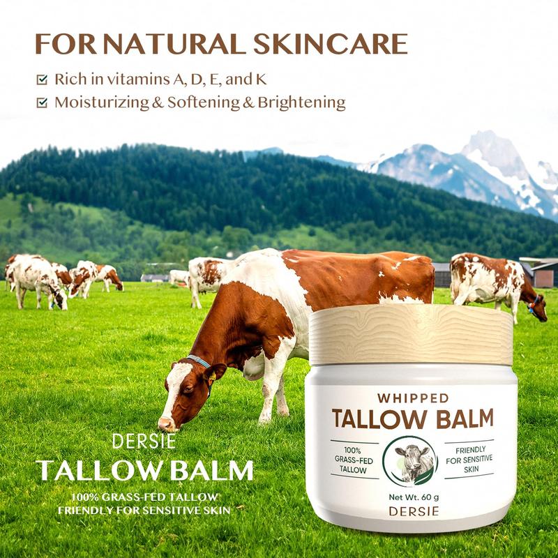 Whipped Beef Tallow Balm: Face Moisturizer with Emu Oil, Blue Cypress & Sandalwood, Fresh Herbal Scent, Eczema Relief, Sensitive Skin Friendly 2.12 OZ