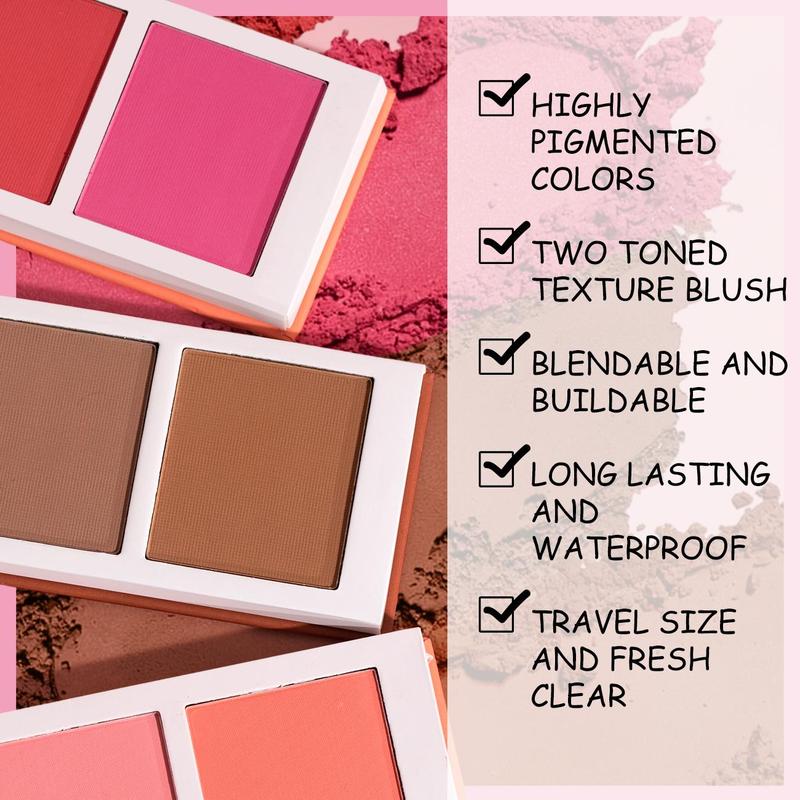 2 Color Makeup Palette Set, 2 Boxes Long Lasting Matte Blush & Contouring Palette, Lightweight Makeup Gift, Everyday Makeup