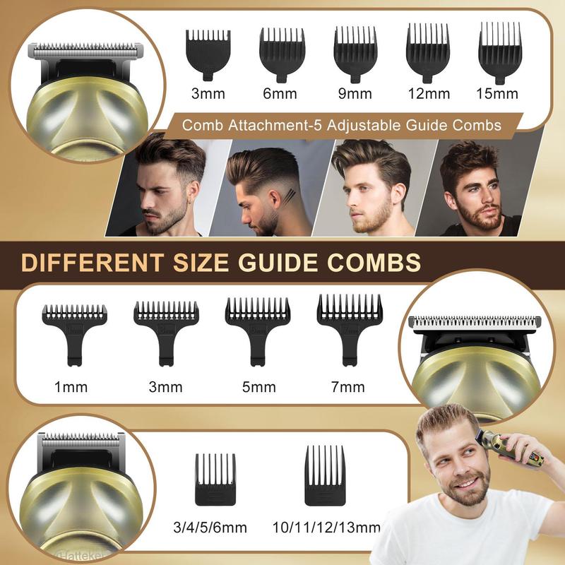 8 in 1 Men's Multifunctional Hair Trimmer Machine Kit, 1 Box Rechargeable Waterproof Hair Clipper with Limited Comb & Storage Base & Replacement Head, Digital Beard Trimmers, Clipper Razor