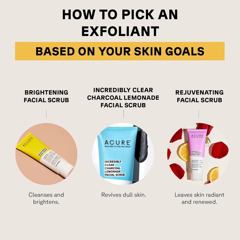 Acure Brightening Facial Scrub for a Youthful, Brighter, Radiant Complexion | With Sea Kelp & French Green Clay
