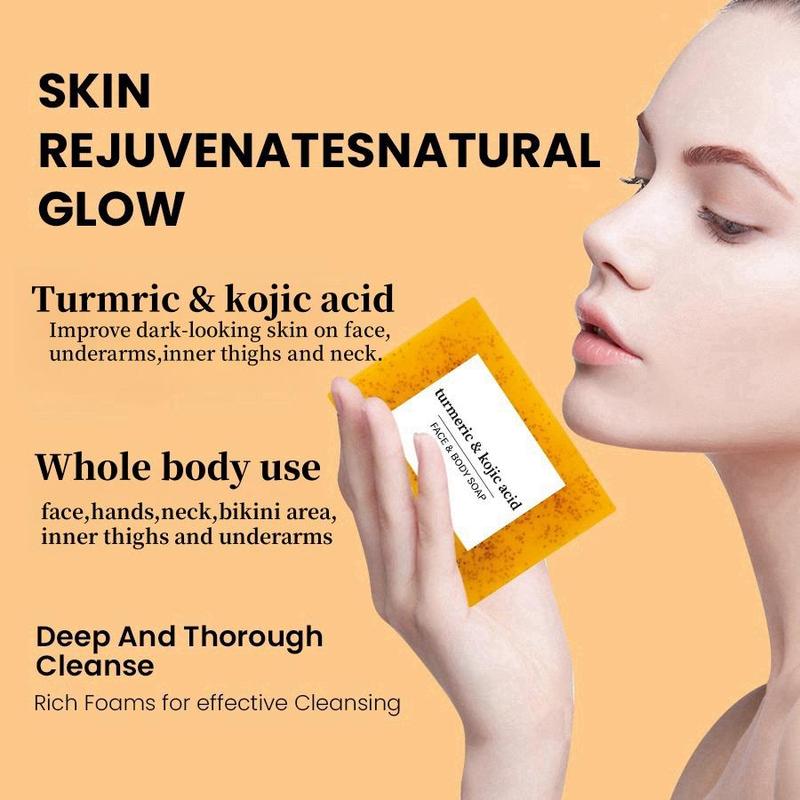 Turmeric Soap & Essential Oil Set, 1 Set Moisturizing Gentle Soap Bar & Essential Oil & Foaming Net, Multifunctional Facial & Body Care Products