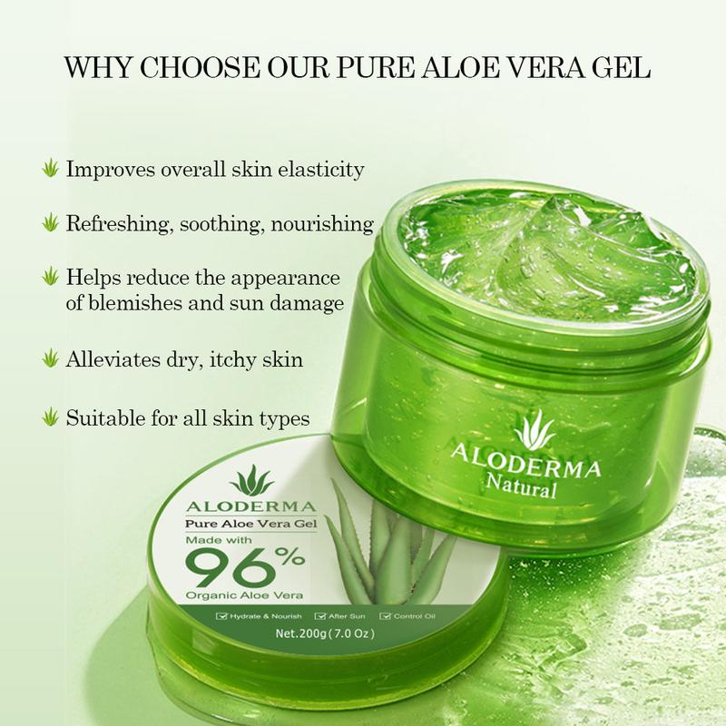 ALODERMA Pure Organic Aloe Vera Gel Made within 12 Hours of Harvest for Face, Body, Scalp, & Hair - Soothing Hydrating Aloe Gel, 7oz Gentle Skincare