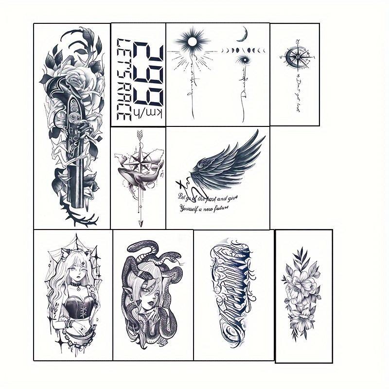 Herbal Temporary Tattoo Sticker, 10pcs set Waterproof Long Lasting Fake Tattoo Sticker, Realistic Tattoo Sticker for Women & Men, Christmas Gift