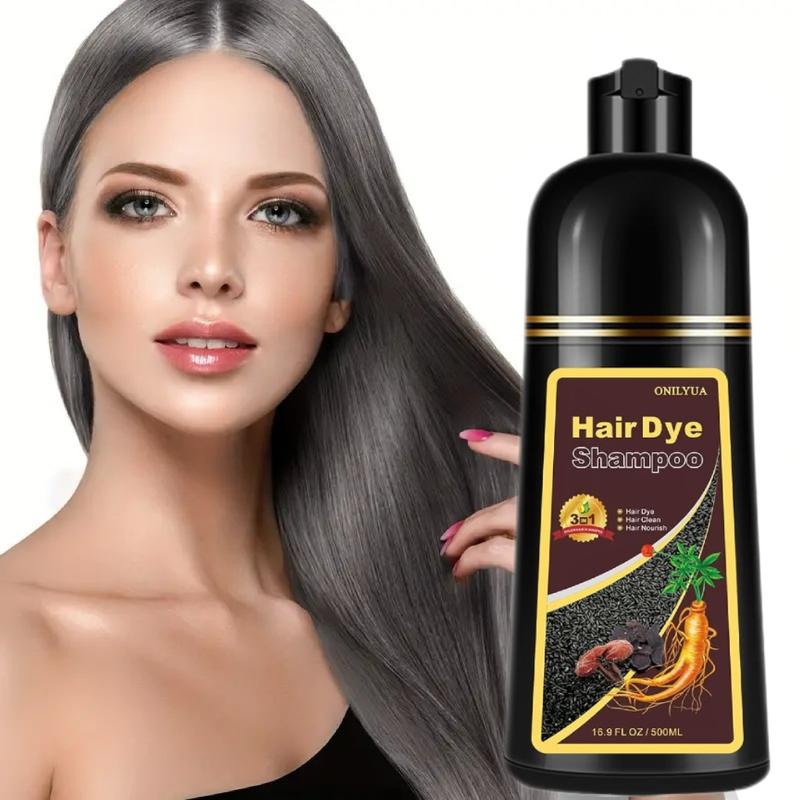 3-in-1 Natural Silver Gray Hair Dye Shampoo, 16.9 Fl Oz, Nourishing & Dyeing for Men Women Colors in Minutes, Easy to Use Haircare Salon