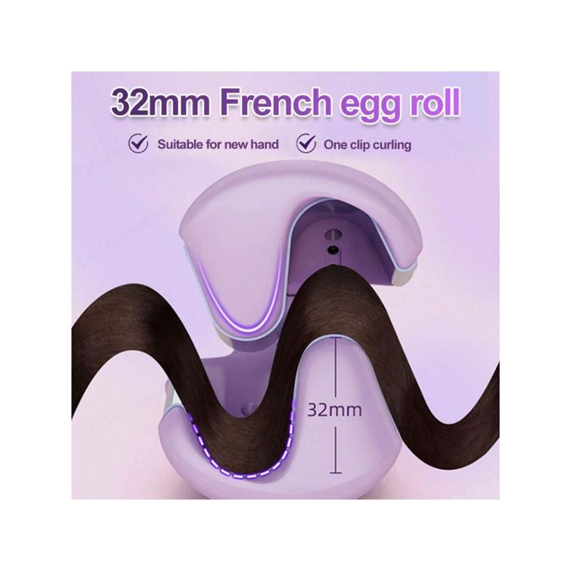 Mbzxhfew 1pc Hair Crimper Waver Hair Tool, 32mm French Egg Roll Water Ripple Curling Iron, Ionic Beach Waves Curling Wand With Ceramic Tourmaline Barrel For Women, Anti-Scald, Quick & Easy, Fast Heating Hair -shaped curly hair