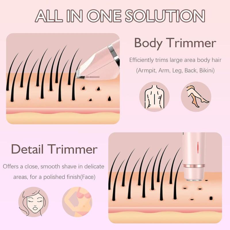 2 in 1 Electric Hair Remover, 1 Box USB Rechargeable Waterproof Hair Removal Tool & Accessories, Multifunctional Hair Removal Machine for Women, Epilator Hair Christmas Gift, Electric Epilator Hair Removal, Hair Removal Kit